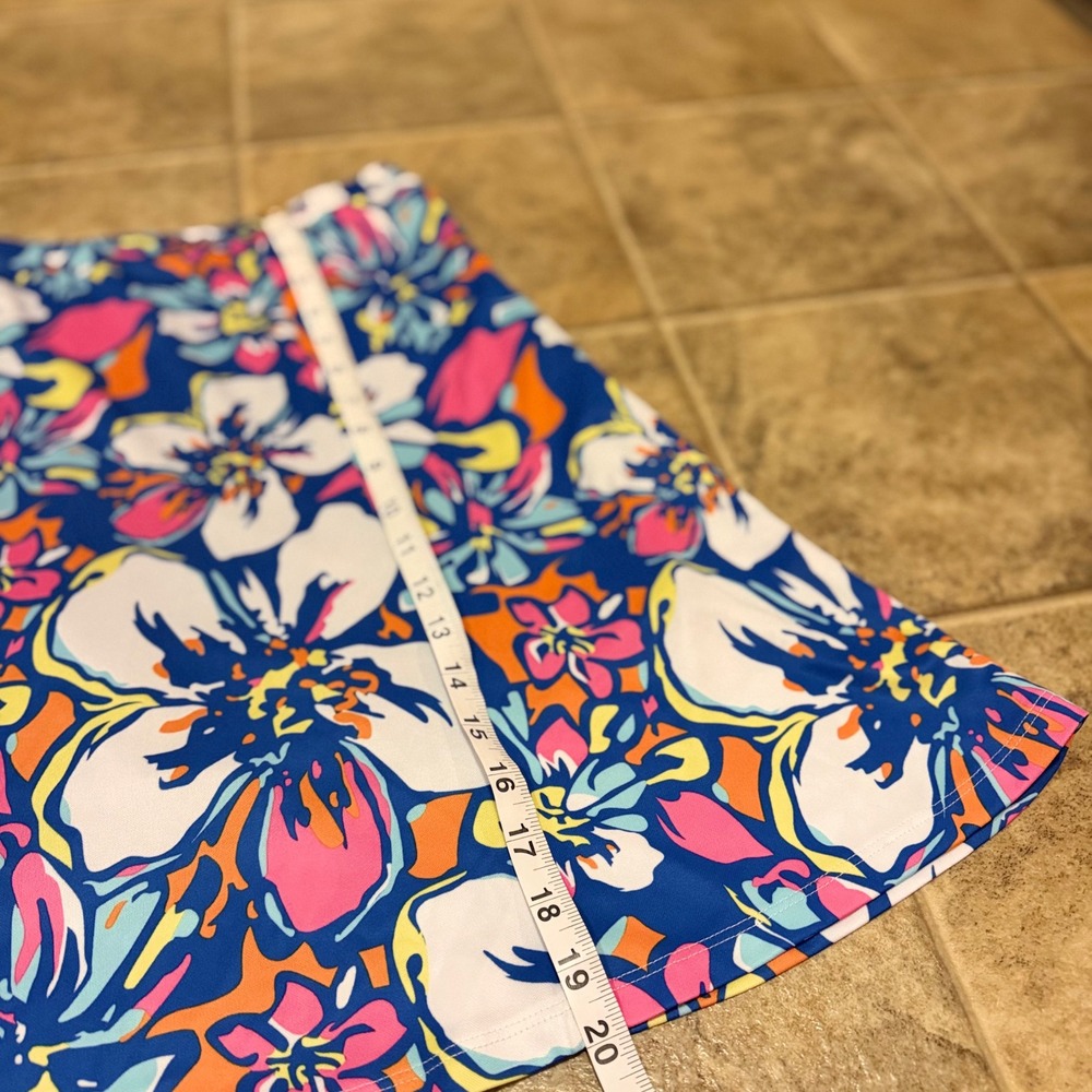 Monterey Club Floral Golf Skort Blue Pink Tropical Print‎ Side Zip XL 2911-010 - Picture 4 of 12
